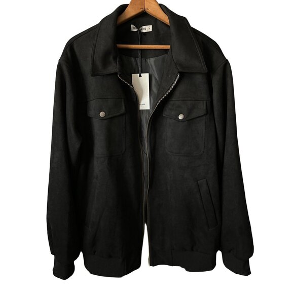Grace Karin Other - NWT Grace Karin Black Bomber Jacket Microsuede Lined Zip Up Size XL